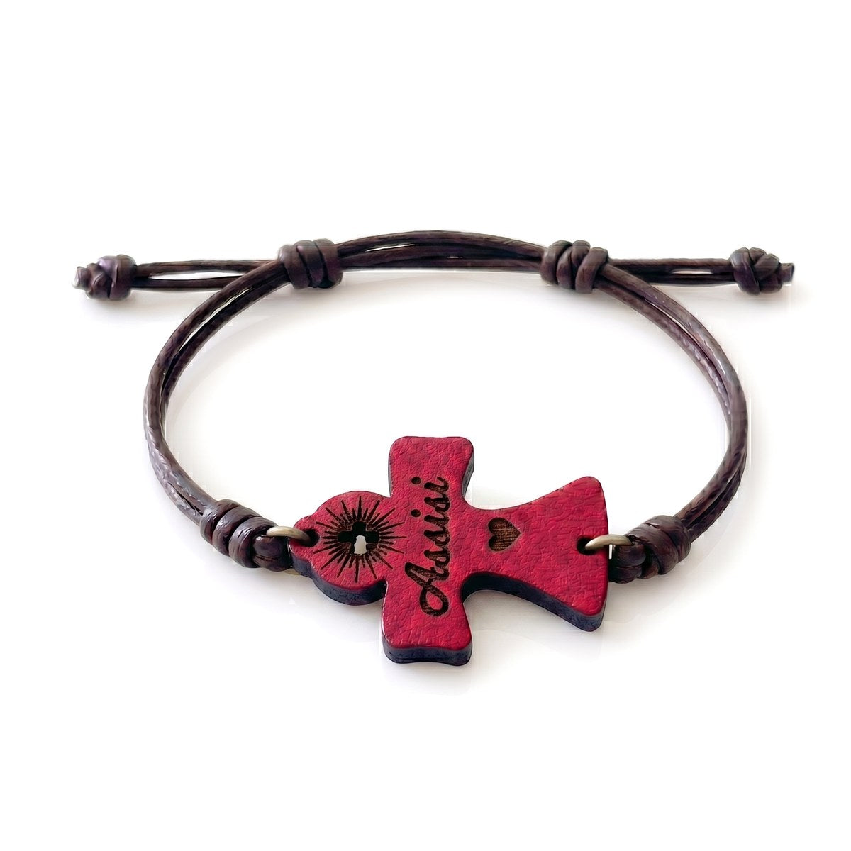 Assisi — bracciale pelle rossa