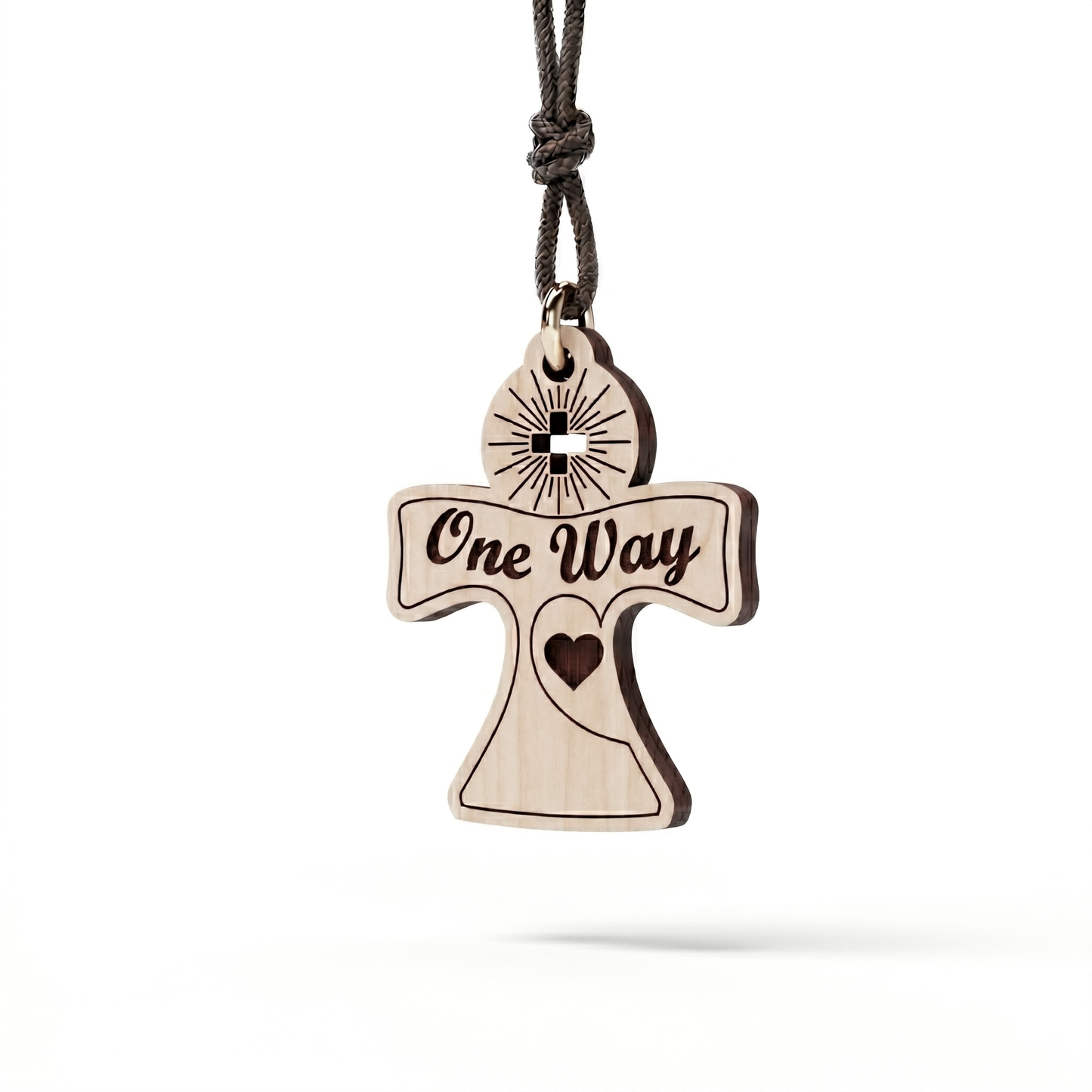 One Way — ciondolo in pioppo, di lato