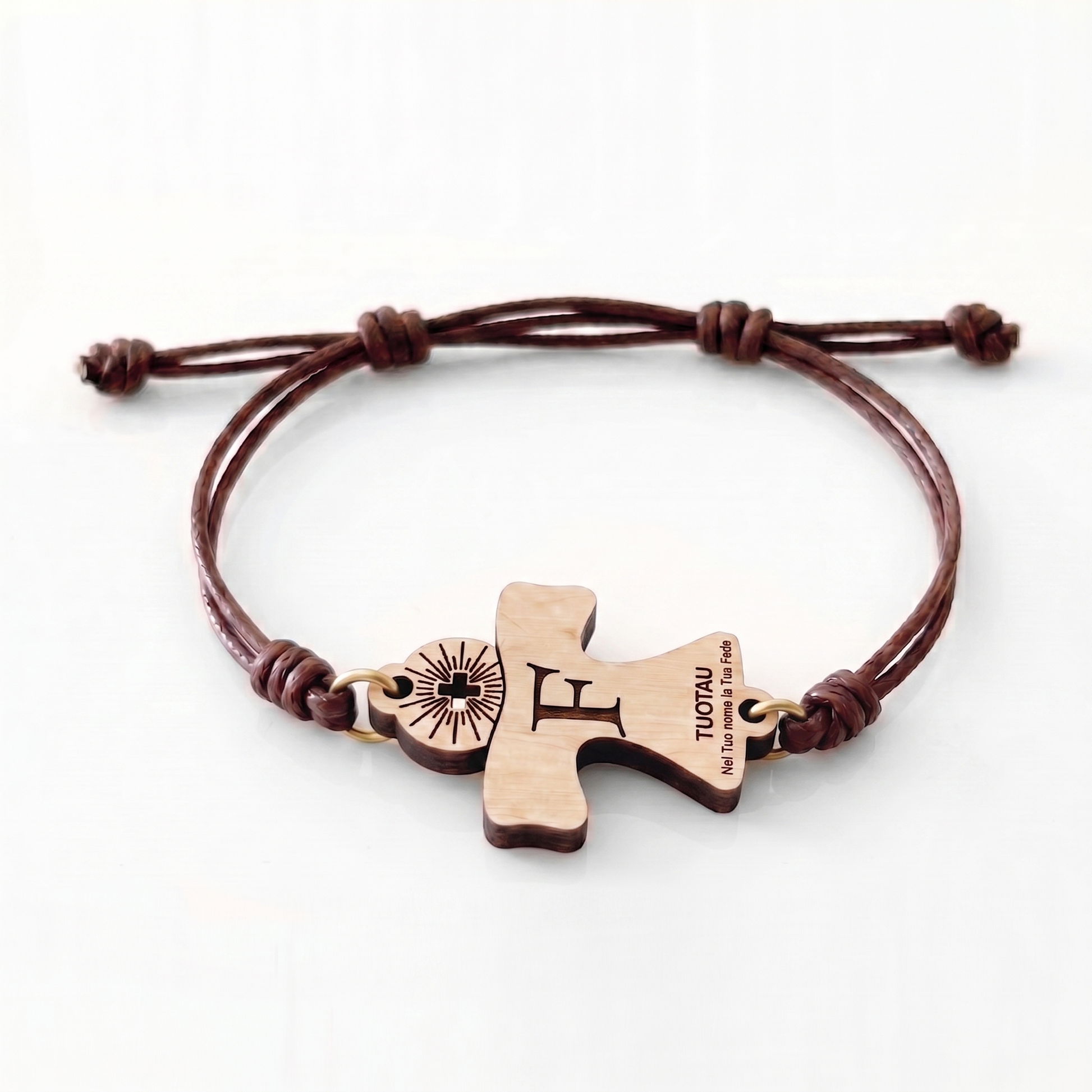Iniziale F — bracciale in pioppo