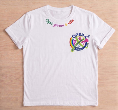 Memento Ricamo multicolore e logo lato cuore — Bianco