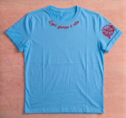 Memento Ricamo + logo sulla manica — Azzurra