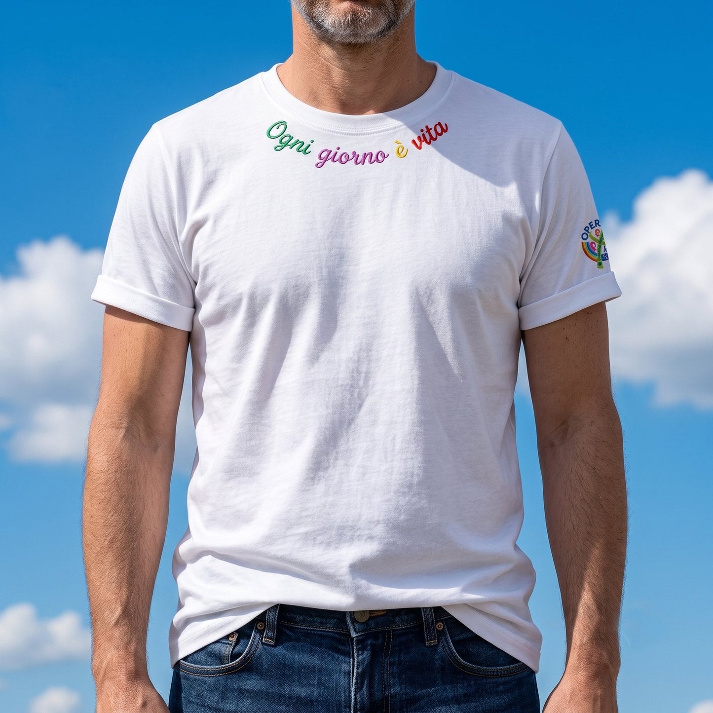 Memento Ricamo + logo sulla manica — Bianca